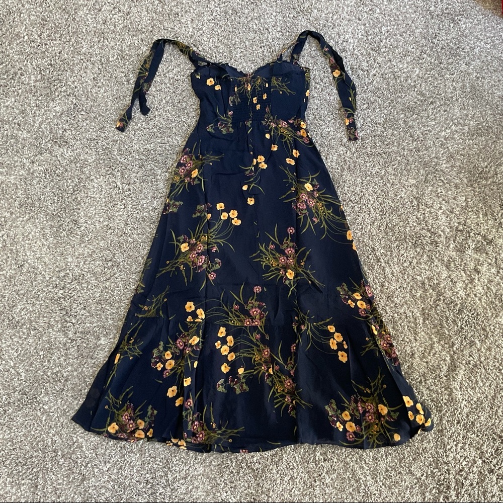 Reformation Navy and Yellow Floral Midi Dress - Picture 8 of 13